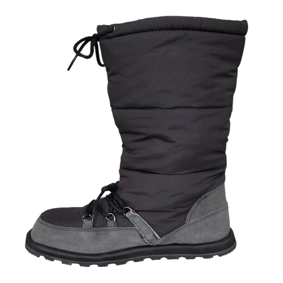 Sanuk Black and Gray Puffy Lined Double Lace Knee High Winter Boots Size 10 EUC - Picture 7 of 16